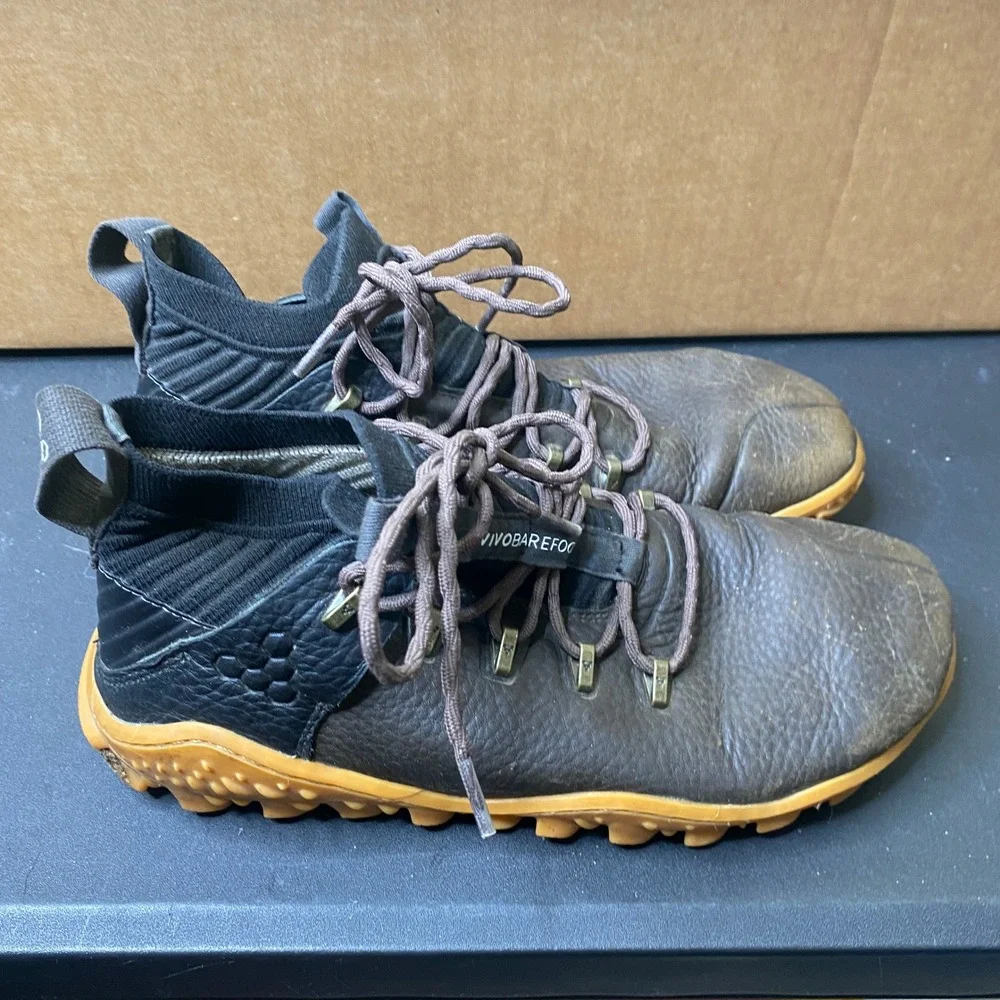 Vivobarefoot Magna FG Mens Leather Barefoot Hiking Boots Brown Black Michelin 42